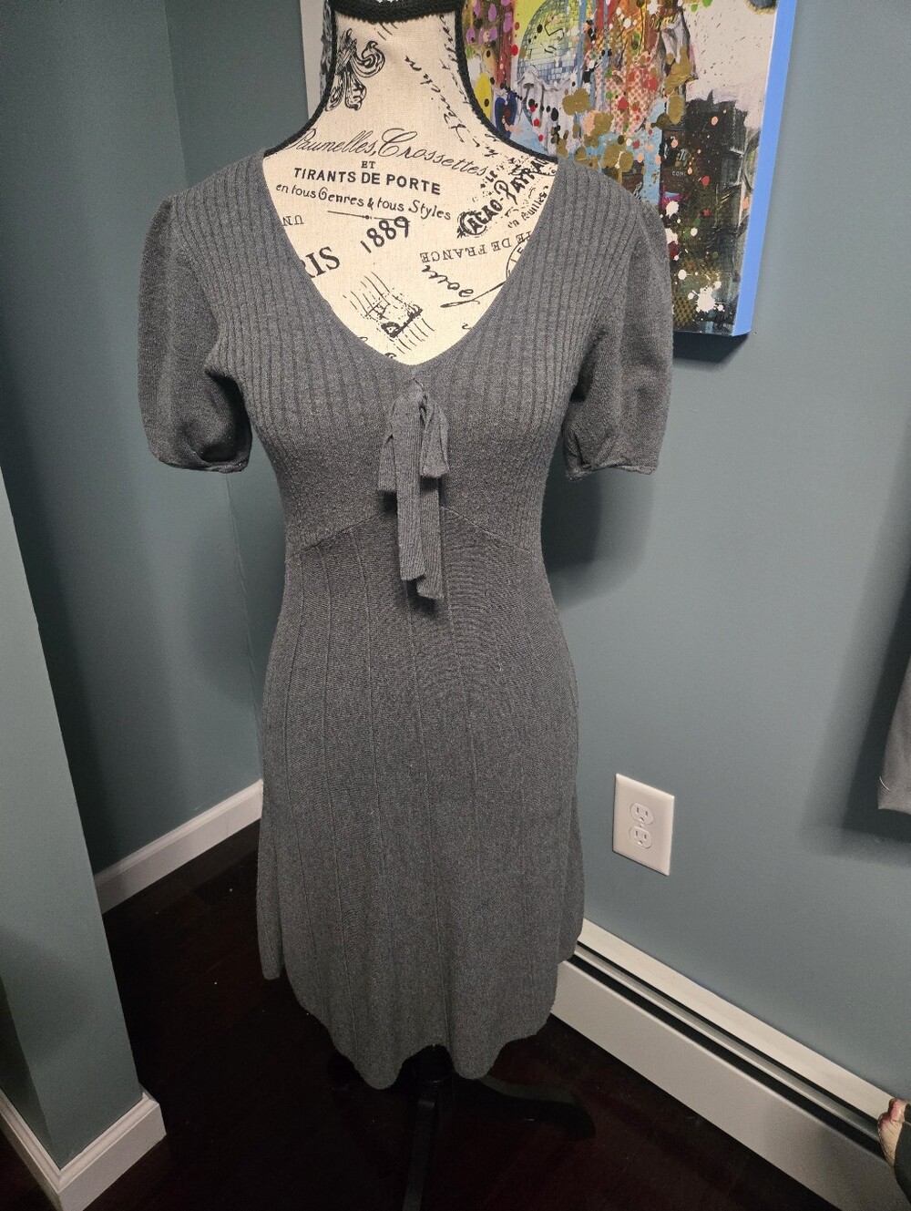 Grey Short Sleeve Sweater Dress